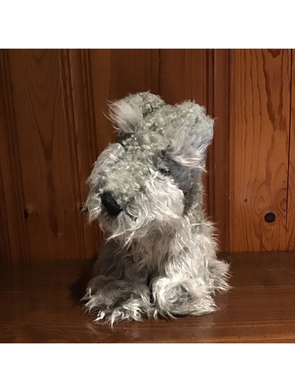 Vintage Plush Schnauzer Curly Coat Gray Dog Puppy The Heritage Collection Ganz